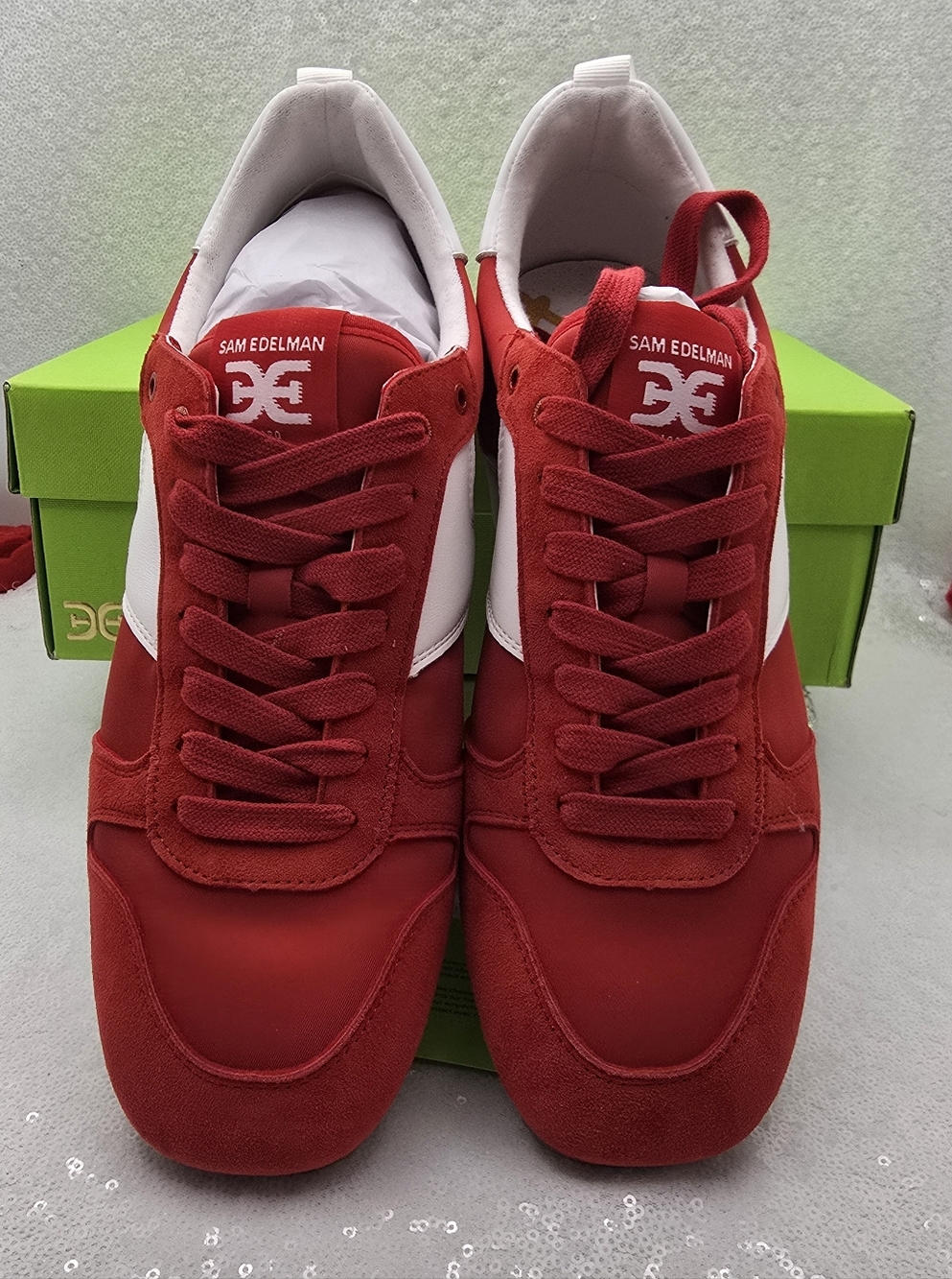 Sam Edelman Zaria Red Suede Sleek Low Profile Womens Sneakers Women's Sz 9.5